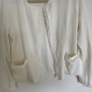 J. McLaughlin Womens Small 100% Cotton Cardigan with Fringe Trim